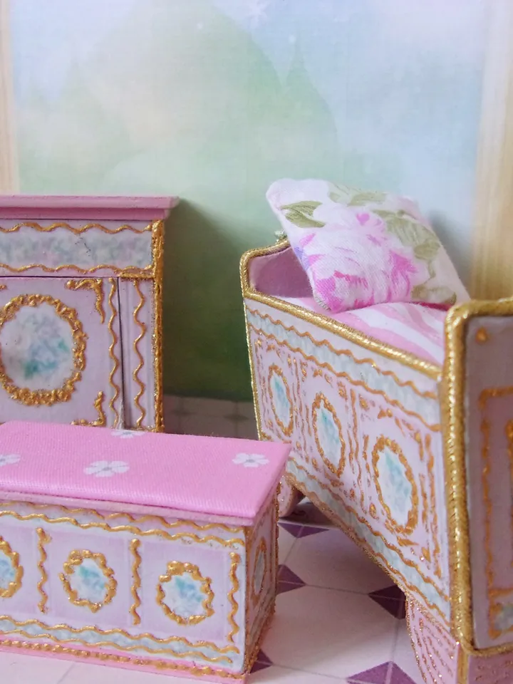 Dollhouse roombox furniture. Furniture for dolls. Furniture set.1:12