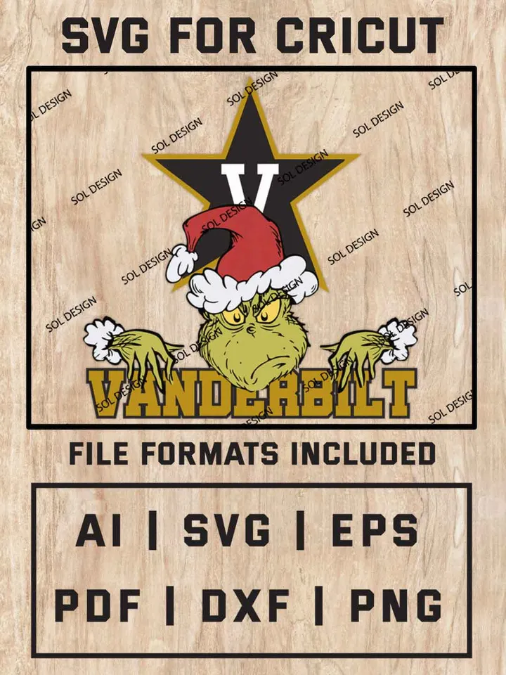 Grinch Vanderbilt Commodores SVG, NCAA SVG Design, NCAA Vanderbilt Commodores SVG, NCAA Commodores Cricut, Christmas Svg, Grinch svg, Digital Download