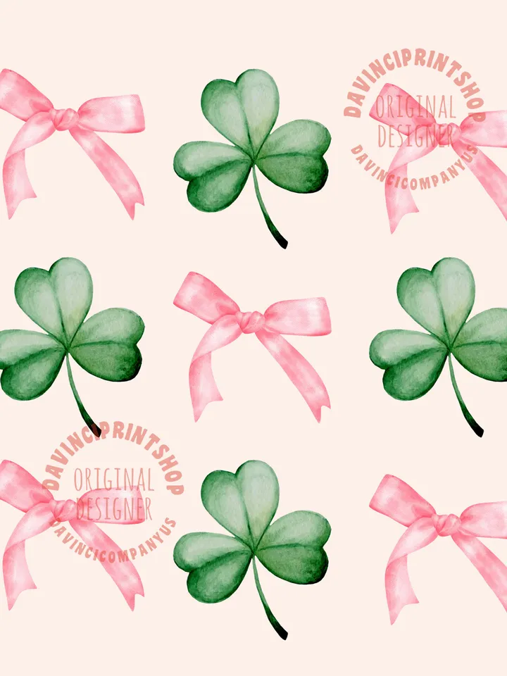 Coquette Bow Clover png, St. Patrick's Day Png, Aesthetic Png, Social Club png, pink bow, png for shirt, digital download