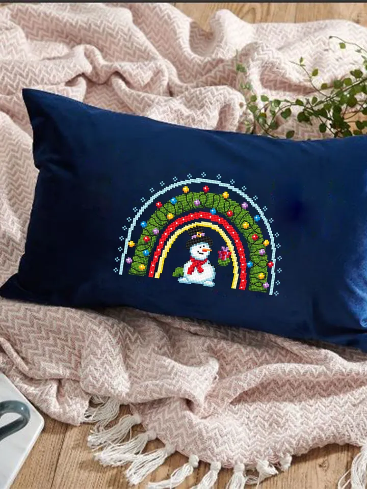 Rainbow Christmas cross stitch pattern PDF download Small snowman cross stitch chart, Christmas pattern digital PDF, Christmas lights #N138
