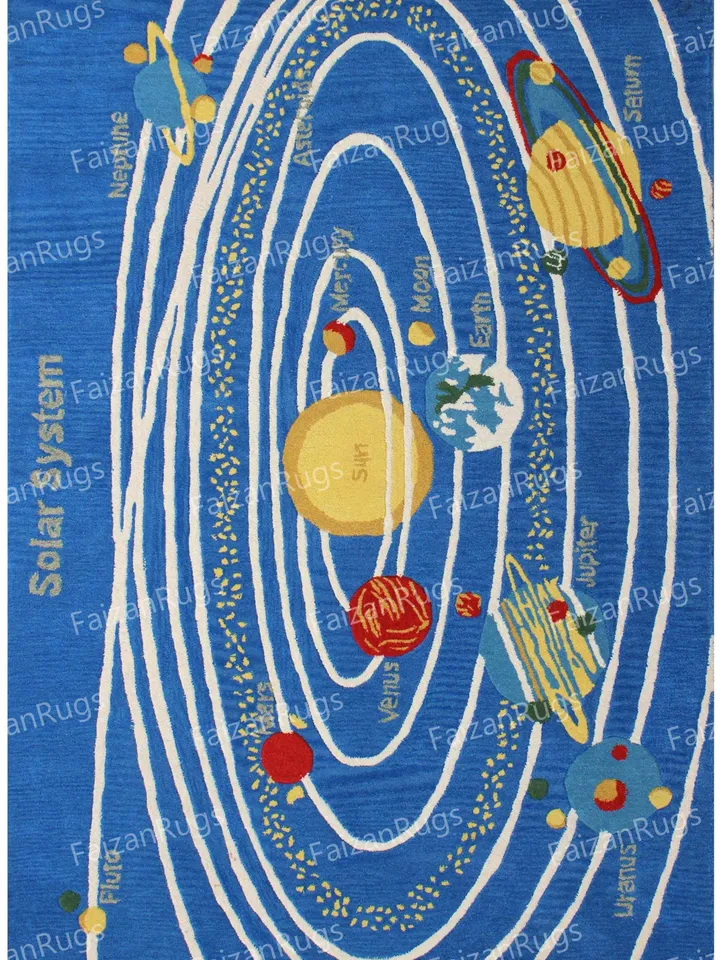 Space Hand Tufted Rug 100% Wool For Living Room, Bed Room, Kids Room In Any Size 10x14,10x12,9x12,8x10,6x9,5x8,4x6