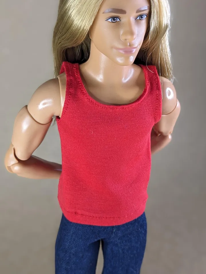 Red tank top for 12 inch fashion male dolls