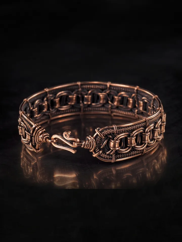 Woven copper wire bracelet Antique style handcrafted copper jewelry Unique gift