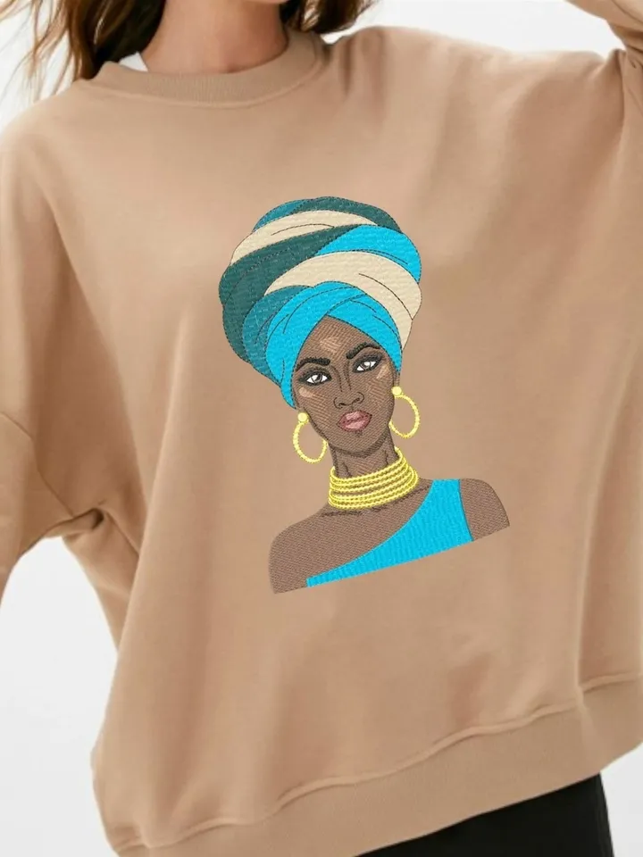 Machine embroidery design Mulatto girl, digital embroidery pattern machine embroidery design fashion embroidery motif