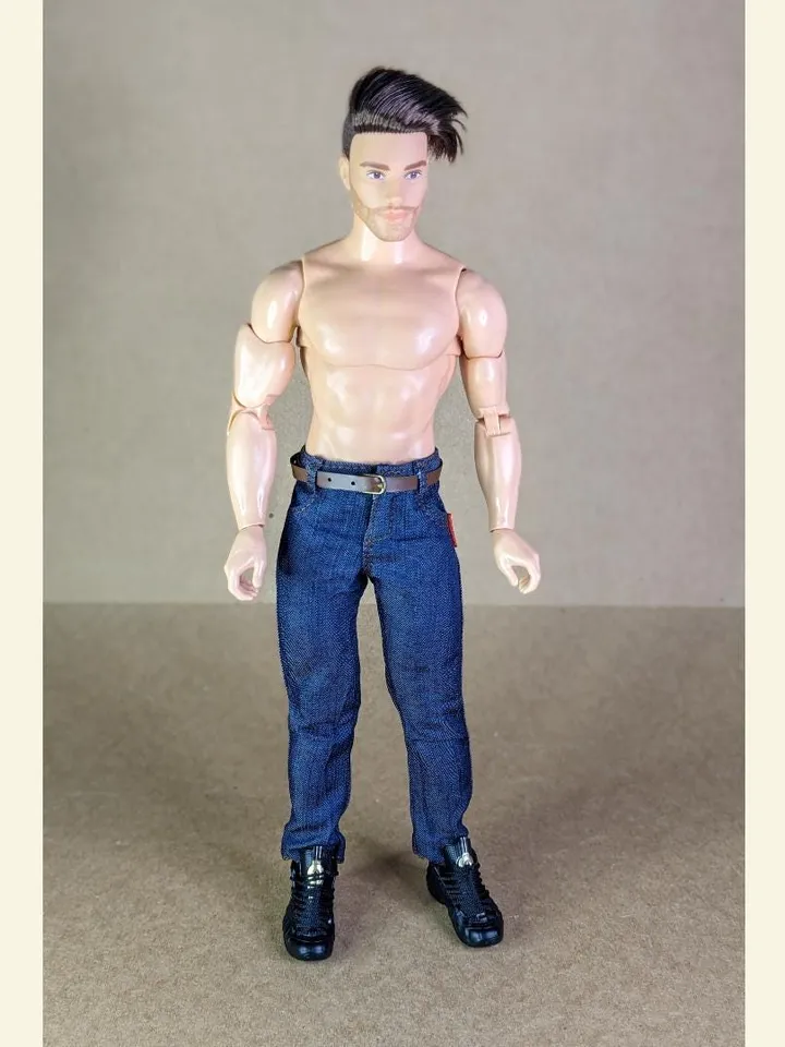 Classic blue jeans for 1/6 scale fashion male doll (muscular or action body)