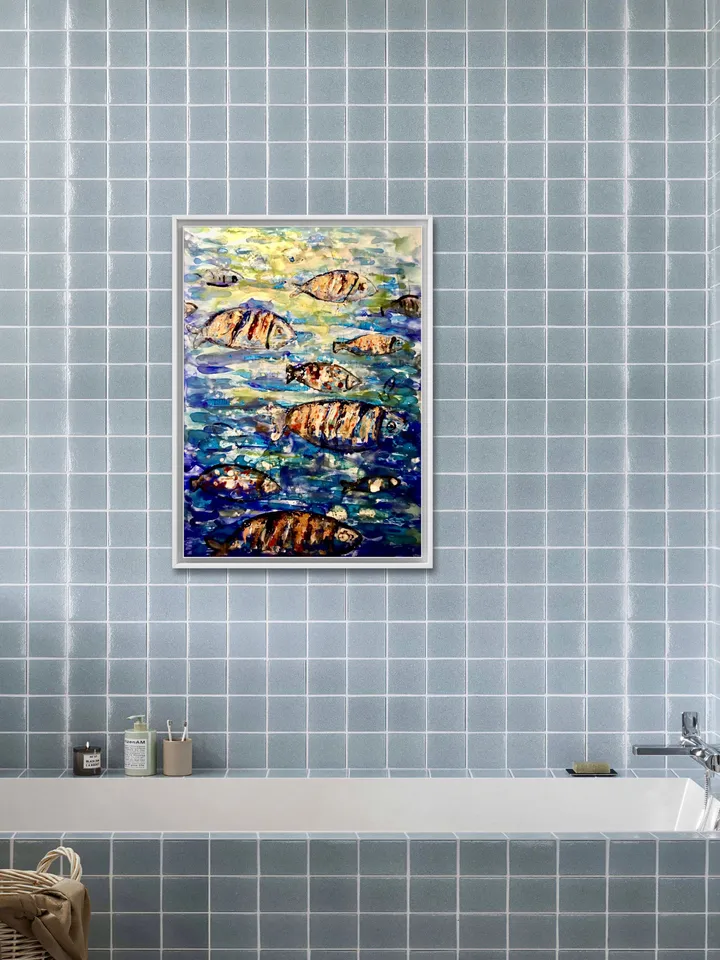 The undersea harmony,poster from original mix media artwork on yupo paper,alcohol inks,watercolor,glass paints ,unique handpainted artwork.