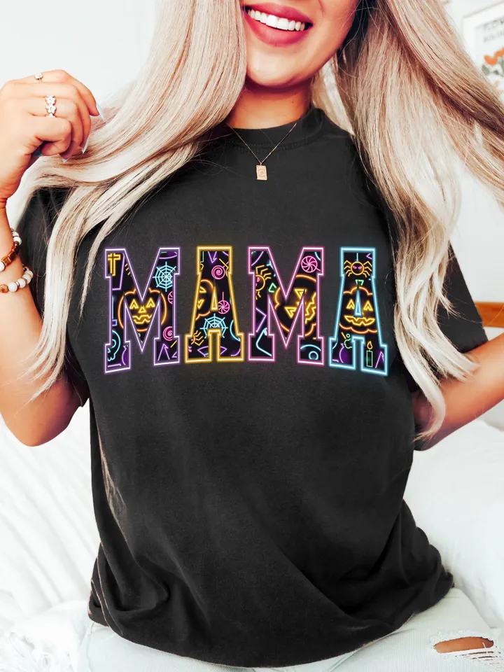 Mama Png, Coquette Halloween Neon Png, Spooky Mama Png, Floral Ghost Png, Spooky Season Png, Halloween Mama Png, Girly Coquette Bow Png