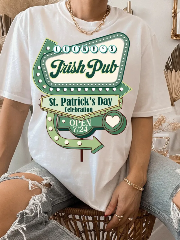 Lucky’s Irish Pub PNG-Saint Patrick’s Day Sublimation Digital Design lucky png, shamrock png, vintage st Patty png, trendy st patrick png