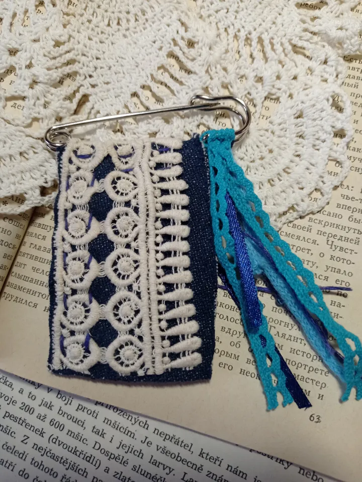 Handmade Denim Kilt Pin Brooch