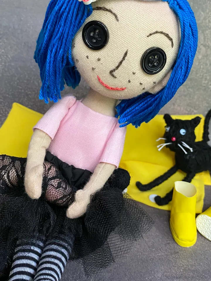 Coraline doll . Cloth doll . Beautiful doll . Handmade doll . Rag doll . Teenage girl gifts . Halloween doll . Coraline