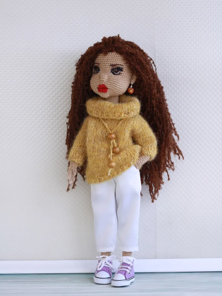 Amigurumi doll, Handmade crochet doll in clothes, Waldorf doll, Exclusive gift for a girl, Eco friendly natural doll