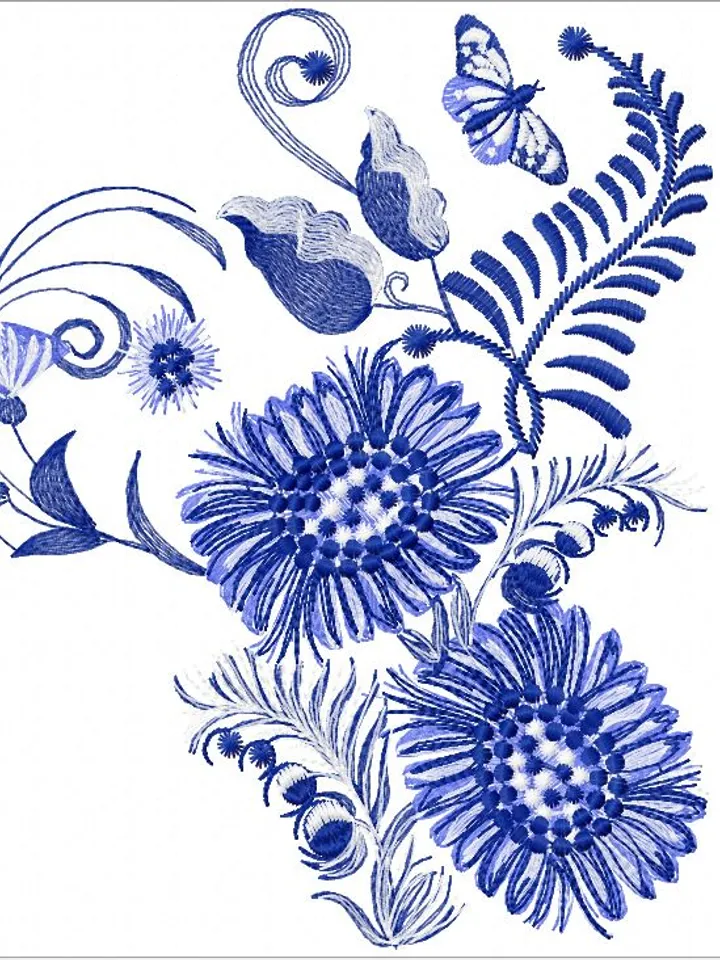 Delft chamomile Embroidery Design