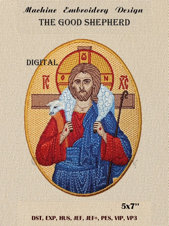 The Good Shepherd embroidery design