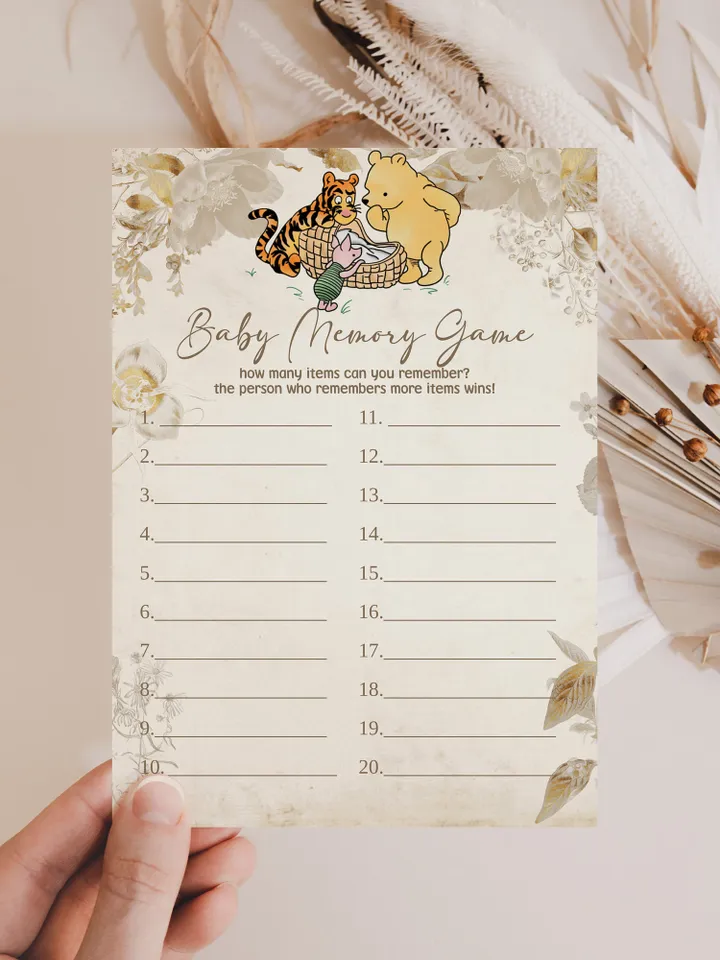 Winnie the Pooh Baby Shower Games; Winnie the Pooh Inspired; Printable Pooh Baby Shower Party Games; Honey Bear Shower Games; WP11