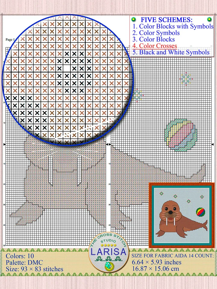 Walrus Cross Stitch Pattern | Playful Walrus Cub Design
