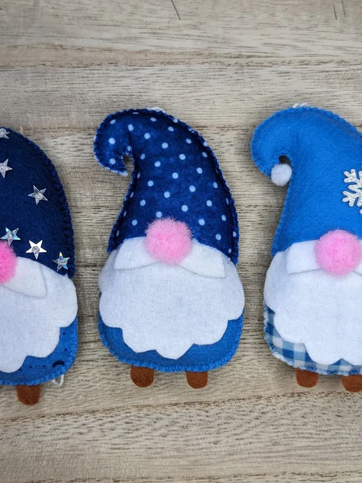 Holiday Gnomes, Felt Christmas Tree Decorations, Scandinavian Gnome, Christmas Gnomes, Swedish Gnome, Blue gnome, Set 3 toy