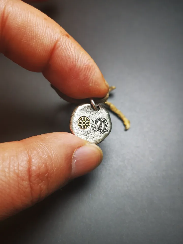 Gandhanra Handmade Tibetan Buddhist Protective Pendant,Stupa,Pagoda,Buddhist Tower Amulet Badge,Sterling silver Gilt