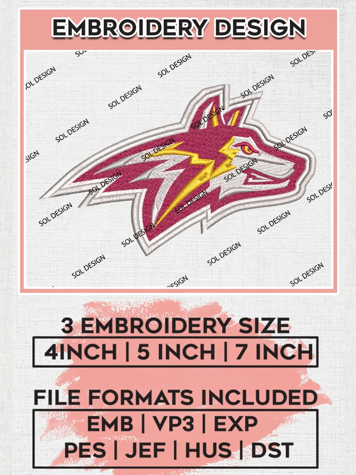 Alvernia Golden Wolves Team Head Mascot Logo Embroidery Design Files, NCAA Alvernia Golden Wolves Machine Embroidery, NCAA Teams, 3 sizes, NCAA Machine embroidery designs, Digital Download