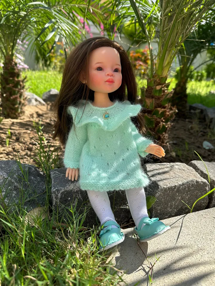 Paola Reina Doll Delight Set: Exclusive Handmade Outfit Dress, Tights, Shoes