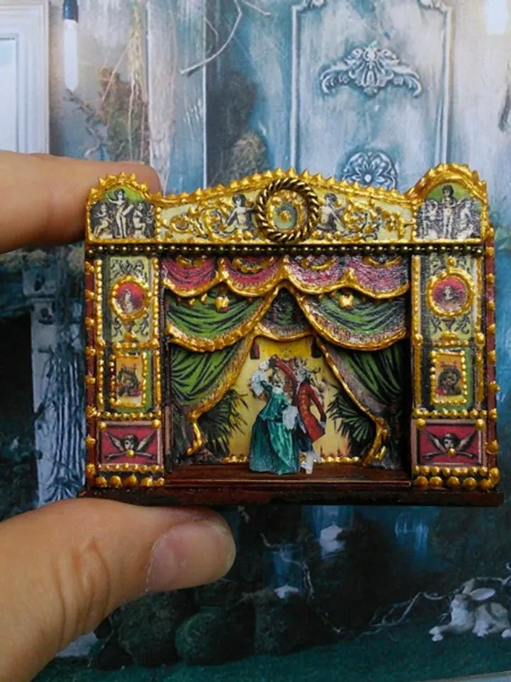 Puppet show. Dollhouse miniature.1:12 scale.