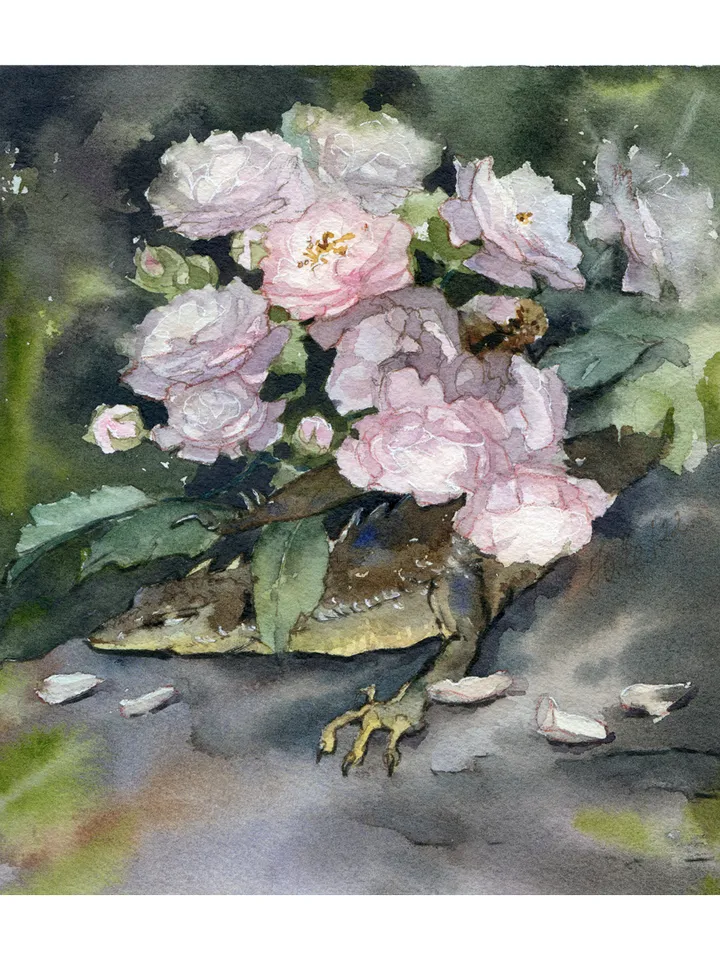 Little dragon painting Original fantasy art by Yulia Evsyukova