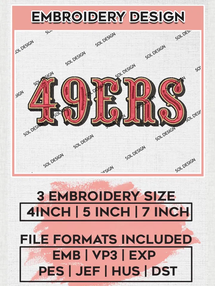 San Francisco 49ers Wordmark Embroidery Designs, NFL 49ers Embroidery Designs, NFL Embroidery Designs, NFL San Francisco 49ers Machine Embroidery Design, Digital Download