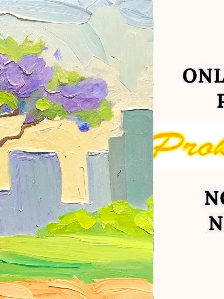 Jacaranda Oil Painting Los Angeles Impasto Jacaranda Original Art California Plein Air Small Artwork Gift by ArtProkopaloSv