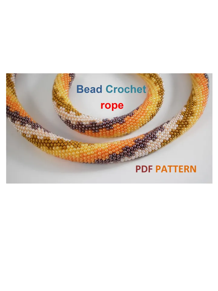 Bead crochet rope pattern «Nodules» necklace and bracelet, DIY, Instant Download, PDF fail