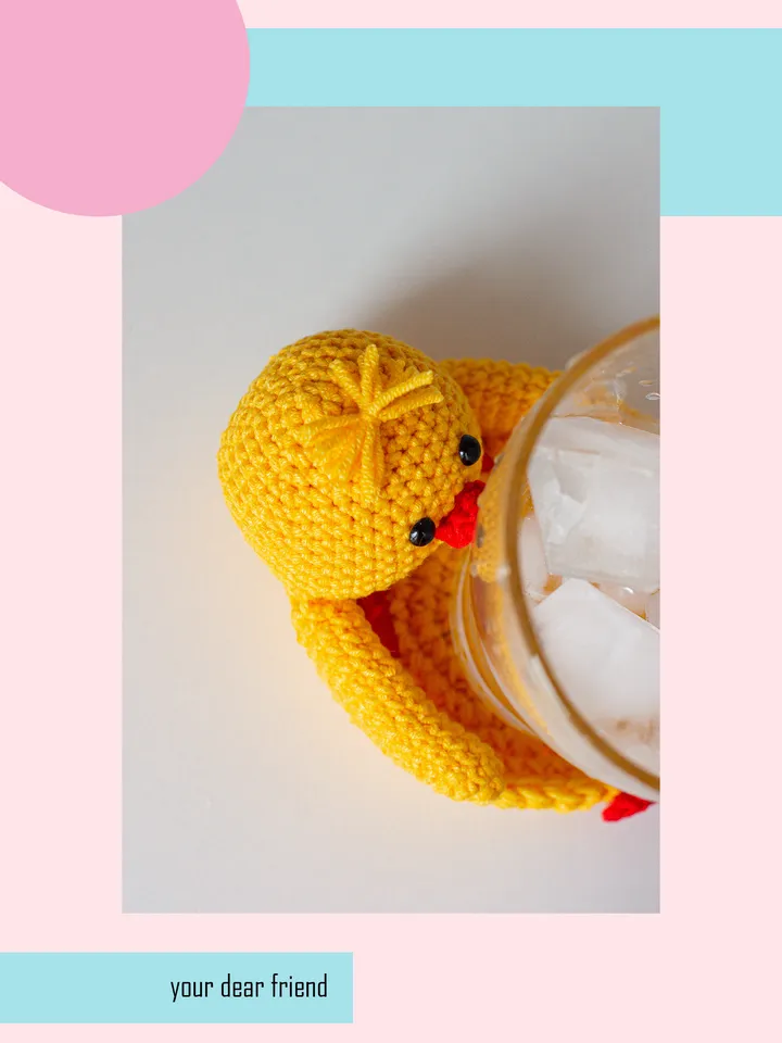 Crochet pattern amigurumi chick coaster toy pattern PDF file in ENG for beginners