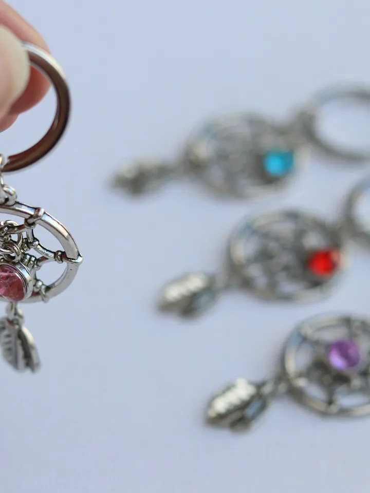 Dreamcatcher keychain spiritual keyring protection gift small metal dream catcher boho key charm