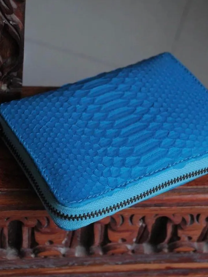 Genuine python skin turquise wallet | Small coin purse | Exotic leather wallet | Gift for her | Snakeskin designer wallet summer colour