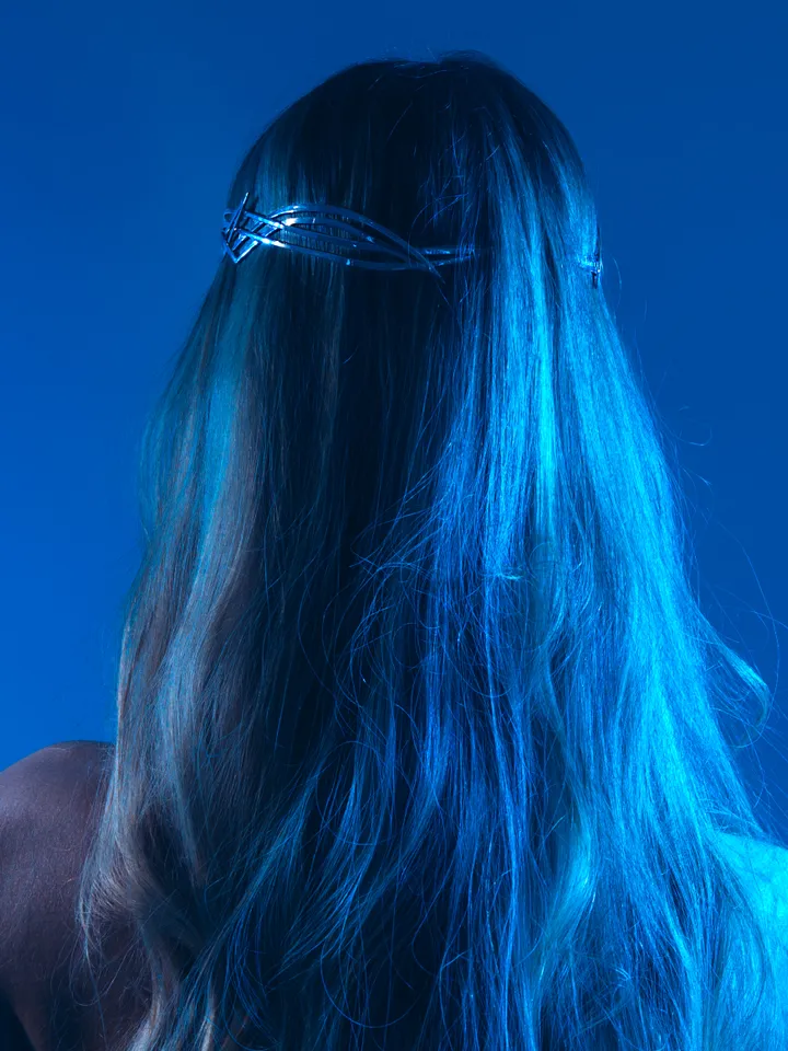 Stylish futuristic fantasy tiara Silver cyberpunk Elf diadem cosmic elven Headpiece wedding Bridal circlet Maat