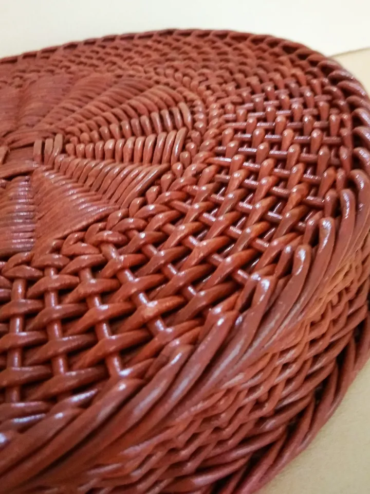 Round Wicker Tray without Handles Rustic Style Tray