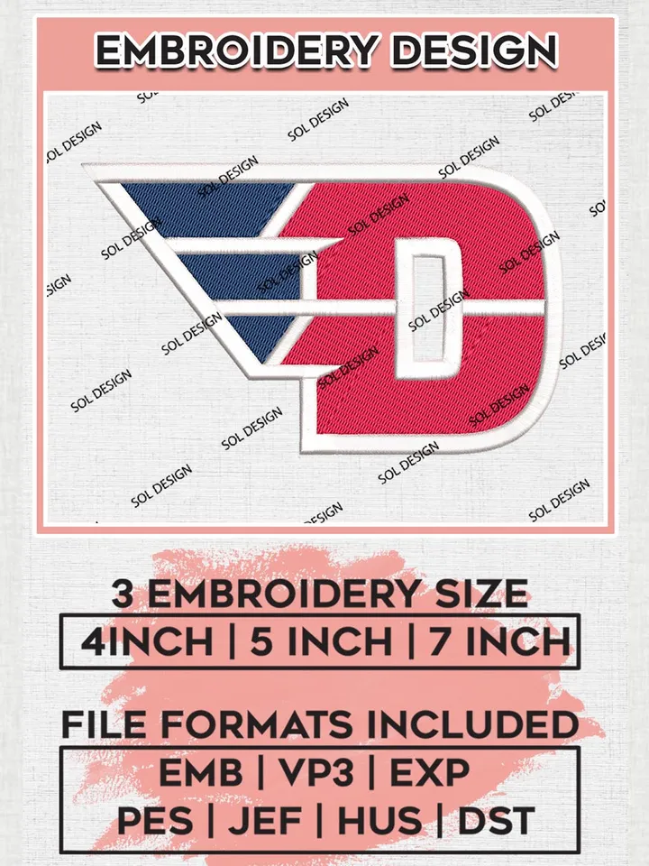 Dayton Flyers Logo Machine Embroidery Design, NCAA Dayton Flyers Embroidery Design Design files, NCAA Embroidery Designs, NCAA Machine Embroidery Designs, Digital Download