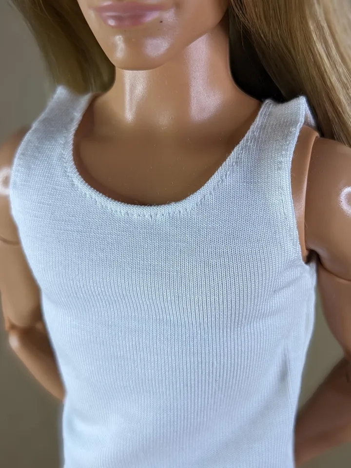 White tank top for 12-inch fashion male dolls