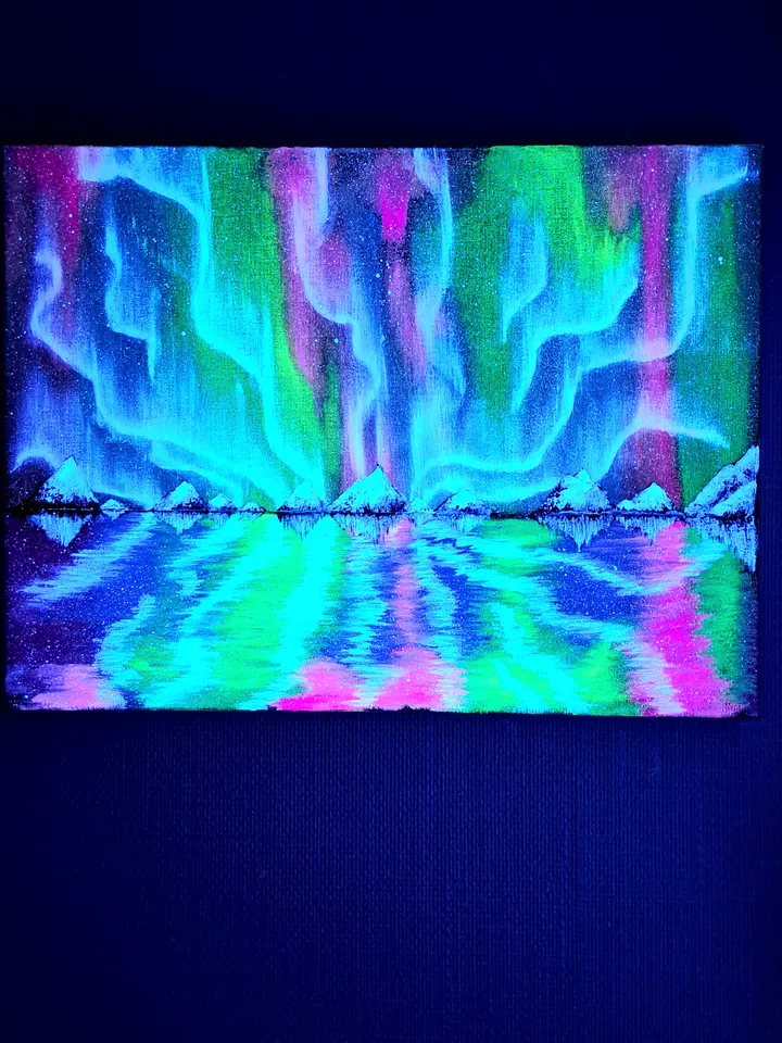 Neon fluorescent oil painting "Northern Lights"