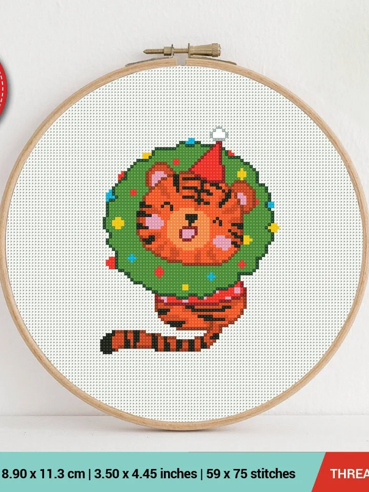 Bundle of 4 Funny Tiger 2022 New Year Cross stitch pattern | Embroidery Pattern | Instant Download | Embroidery Designs