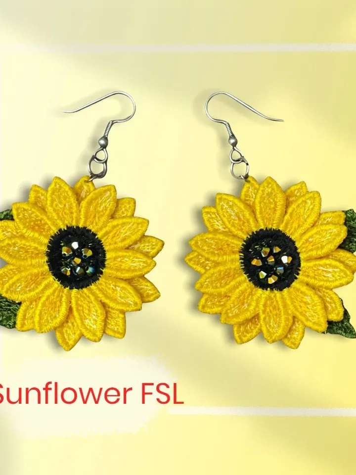 40% OFF! Set of earrings FSL. Machine embroidery design Digital embroidery pattern Free standing lace flower file