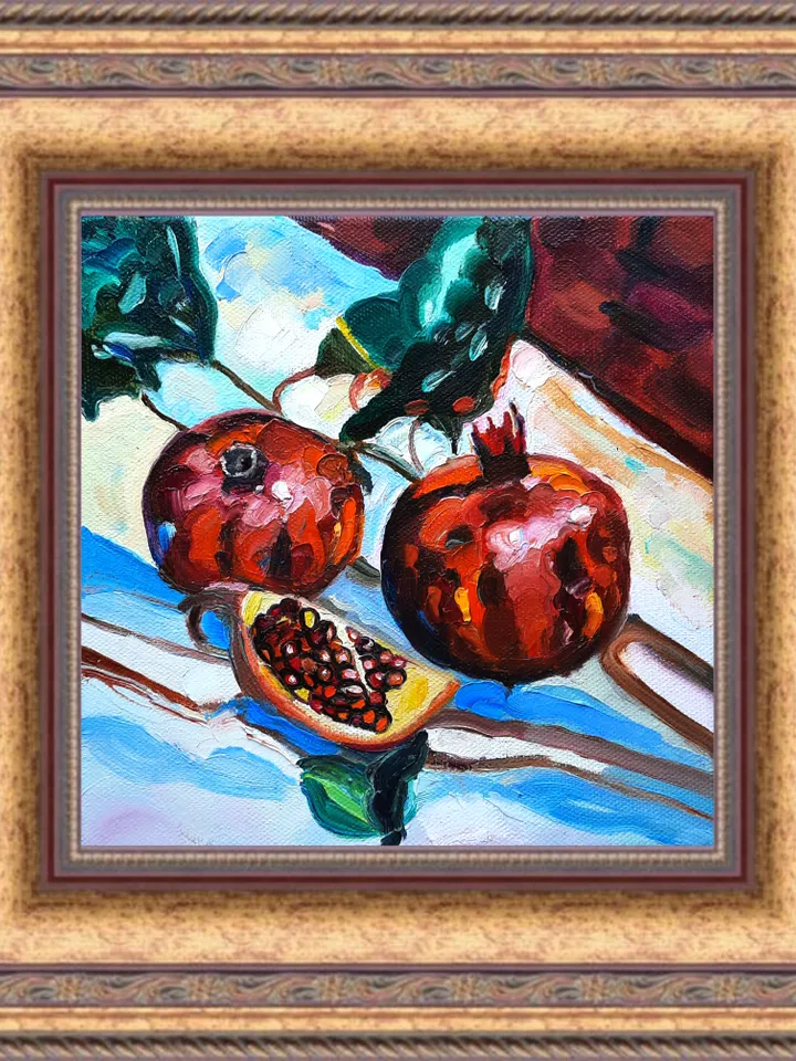 Pomegranate Oil Impasto  Oil Painting Original Oil Art 8*8