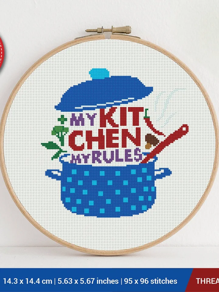 My kitchen My rules Cross stitch pattern | Embroidery Pattern | Instant Download | Embroidery Designs