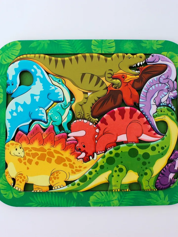 Wooden dinosaur toy, Montessori toys for Toddler Age 2 3 4 5 year, activity toys