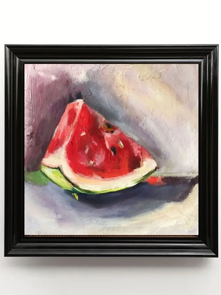 Watermelon Art Original Oil Painting Melon Artwork Berry Kitchen Wall Art