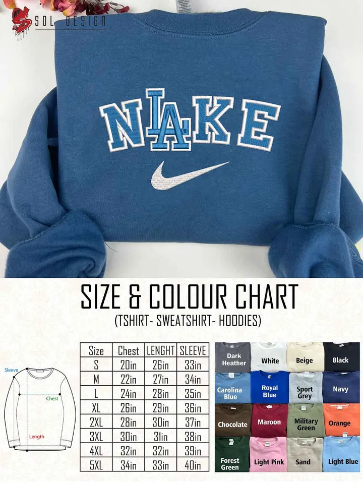 Ni.kee Los Angeles Dodgers Embroidered Sweatshirt, MLB Los Angeles Dodgers Embroidered T Shirt, MLB Embroidered Sweater, MLB Dodgers Shirt, Baseball Team Embroidered Hoodie