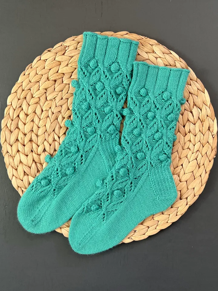 Green knitted warm socks/ Warm knitted accessory