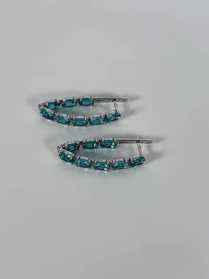 Earrings silver 925 long with paraiba