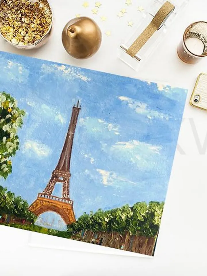Cityscape Original oil painting Tower City Painting Eiffel Tower impasto art