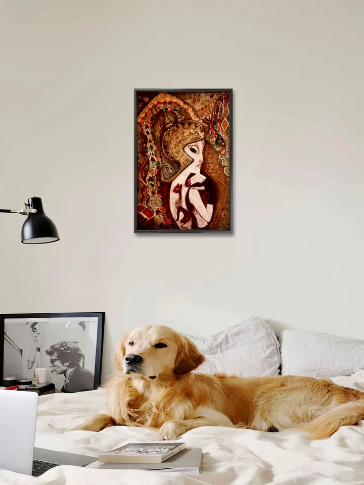 Woman cat Photo paper poster,made with my original mix media painting,one of a kind painting,fantasy woman cat painting.