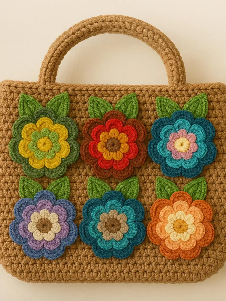 Flower Pattern 3D Layered Crochet Flower PDF Pattern, Multicolor Floral Applique, DIY Brooch Tutorial, Instant Download Motif