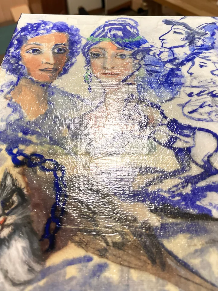 Decoupage painting on Pushkin's theme