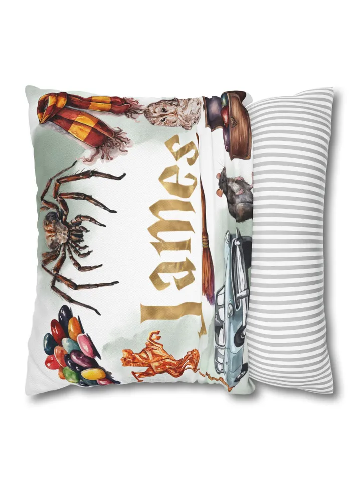 Magic School Square Pillowcase, Wizard Pillow Cover, Magic Bedroom Decor, Witchcraft Throw Pillow, Fantasy Home Accent